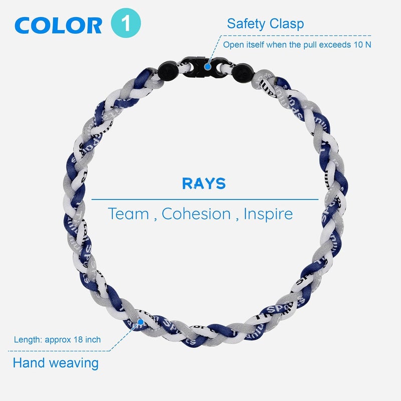 SUPBOMM 3 pcs Baseball Rope Necklaces, League Team Colors Braided Necklace, Baseball Team Gifts - Image 2